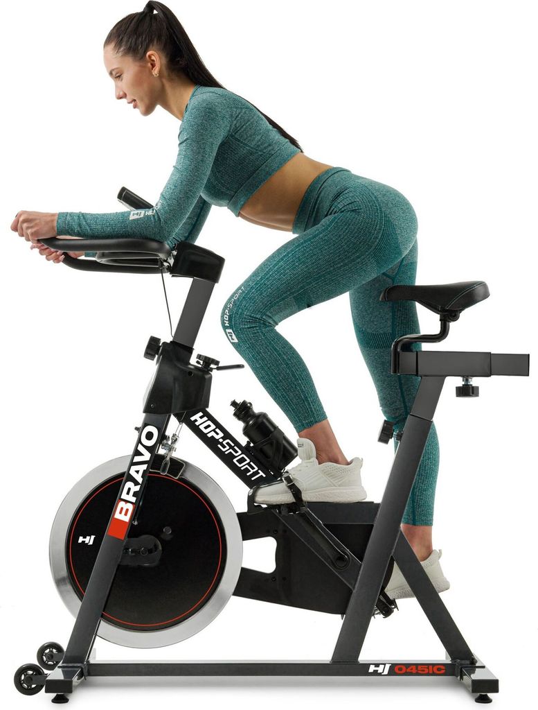 Hop-Sport Indoor Cycling Bike Fahrrad HS-045IC Rot - Speedbike mit LCD-Display und 18 KG Schwungrad - bis 120kg