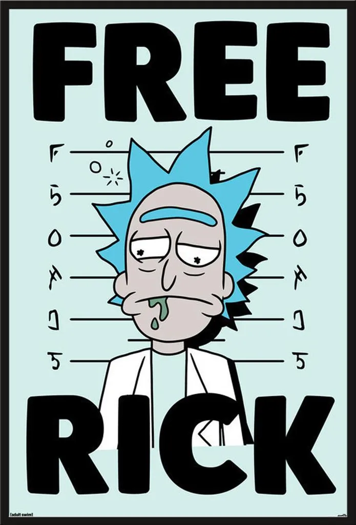 Déco murale Rick & Morty Free Rick avec grand cadre noir Shinsuke solide