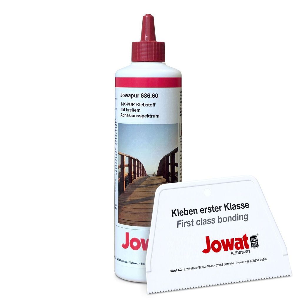 Jowat Jowapur 686.60 1K PUR Klebstoff 0,5 kg Set inkl. Leimspachtel – fugenfüllender D4 Montagekleber für tragenden Holzbau & Keilzinkenverbind...