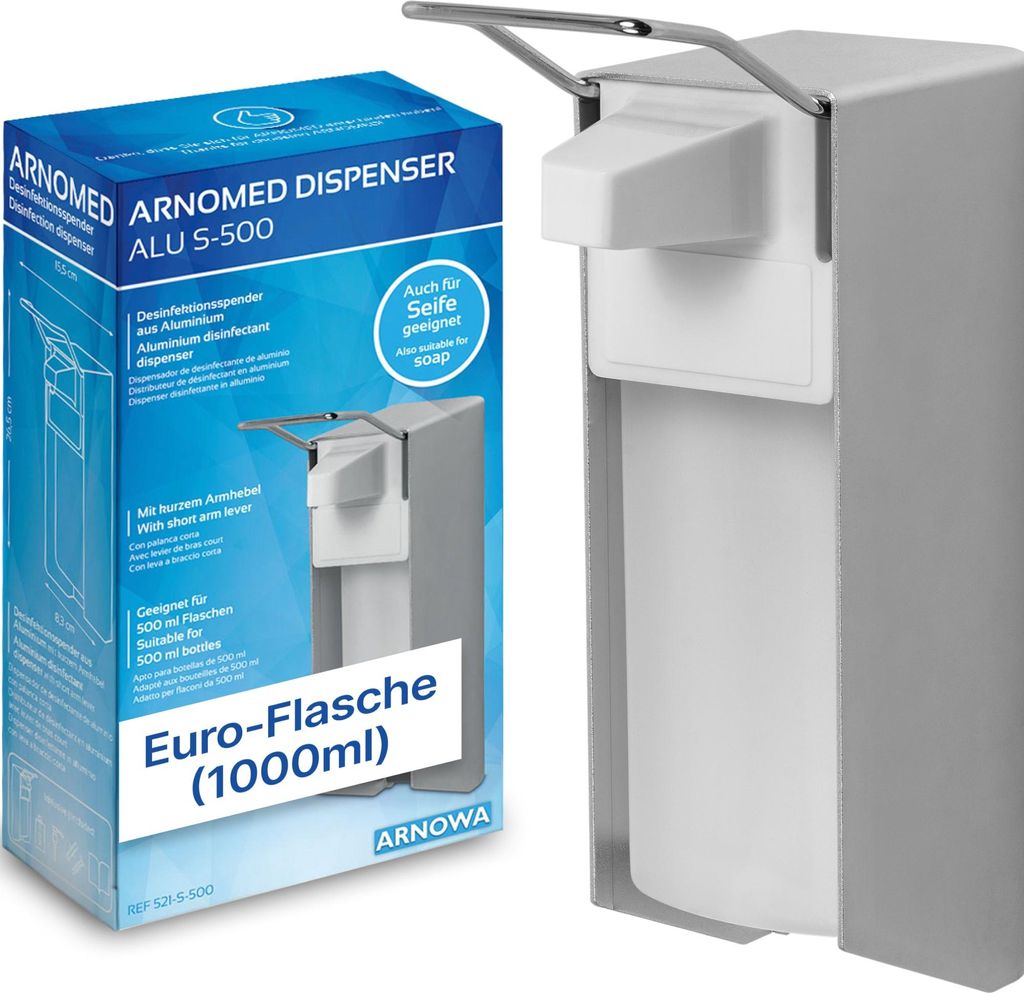 ARNOMED Desinfektionsspender aus Aluminium mit kurzem Hebel | Stück (1 Stück)