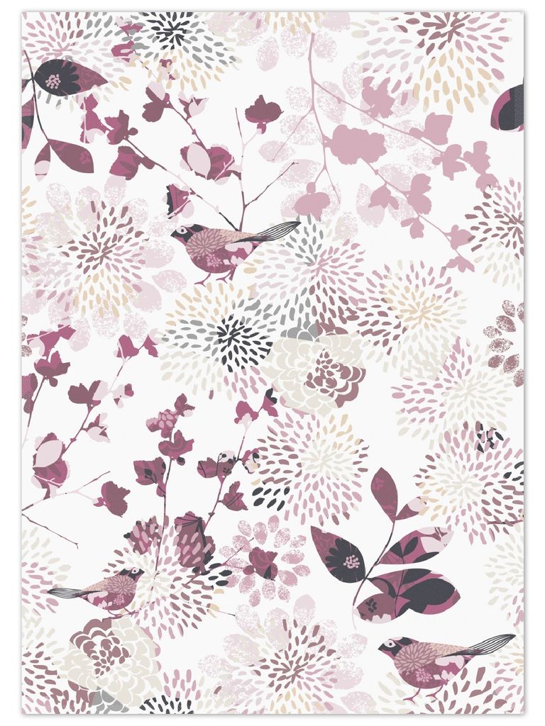 Wallario Premium Teppich, Größe 50 x 70 cm, Blühende Vögel