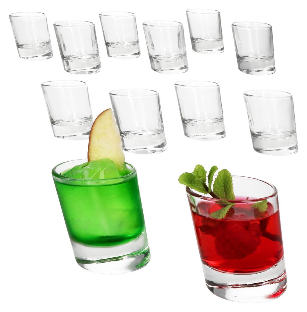 12x Pisa Schnapsgläser 2cl & 4cl Shot-Glas Pinnchen Stamper schwerer Boden Relief