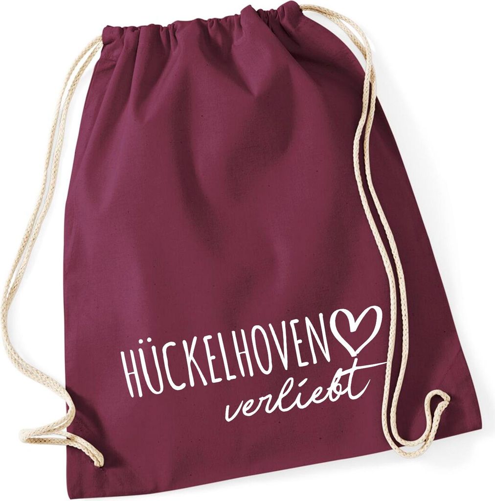 Huuraa Turnbeutel Hückelhoven verliebt 12 Liter Burgundy Baumwolle Rucksack Geschenkidee