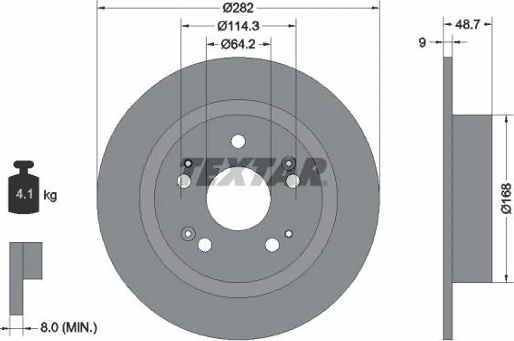 Disque de frein TEXTAR 92204300 pour Accord OE 42510SFY000 - Haute Qualité