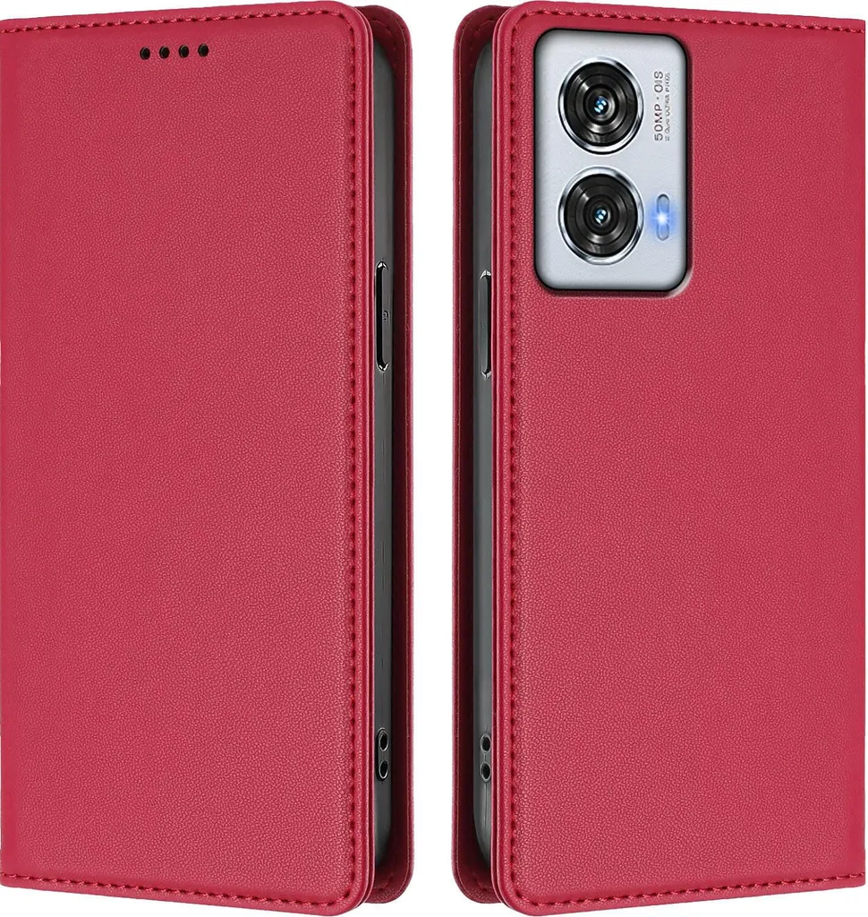 Protezione 360° Motorola Edge 50 Fusion Custodia Flip Rosso Pelle