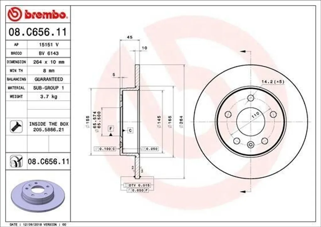Disque de Frein Haute Performance Brembo 08.C656.11 Référence 569125