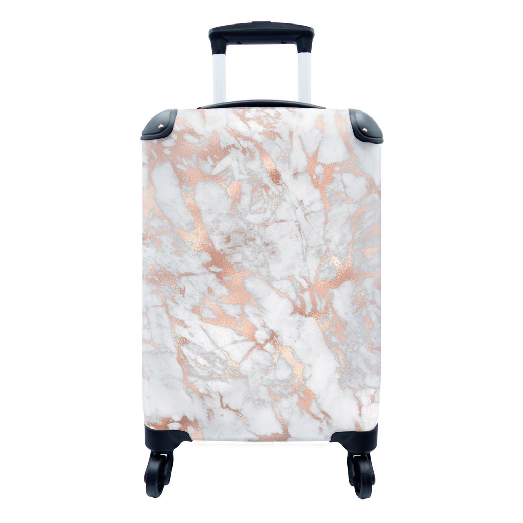 MuchoWow Koffer Handgepäck Trolley Rollkoffer Kleine Reisekoffer mit 4 Rollen - Marmor - Luxus - Gold - Cabin Size < 55x40x23 cm & 55x40x20 cm -...