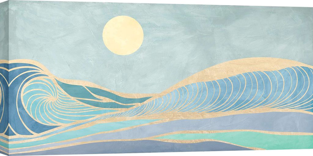 Leinwandbilder im nordischen Stil, Mond und Wellen - Sayaka Miko, Moonlight - 120x60 cm
