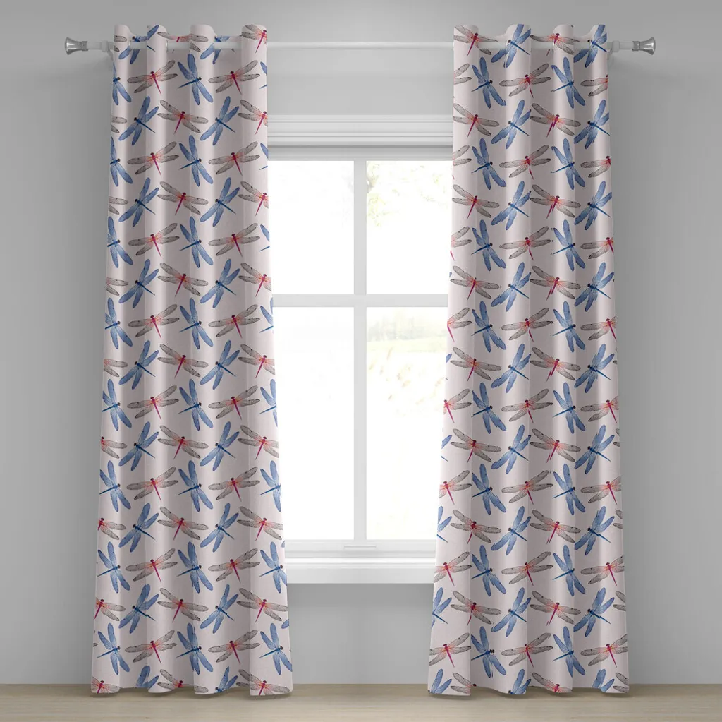 ABAKUHAUS Rideau à œillets Libelle Motif Macro Rétro 280x175cm Rose