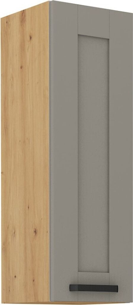 Hoher Oberschrank LAILI – Breite 30 cm, hellgrau / Eiche Artisan
