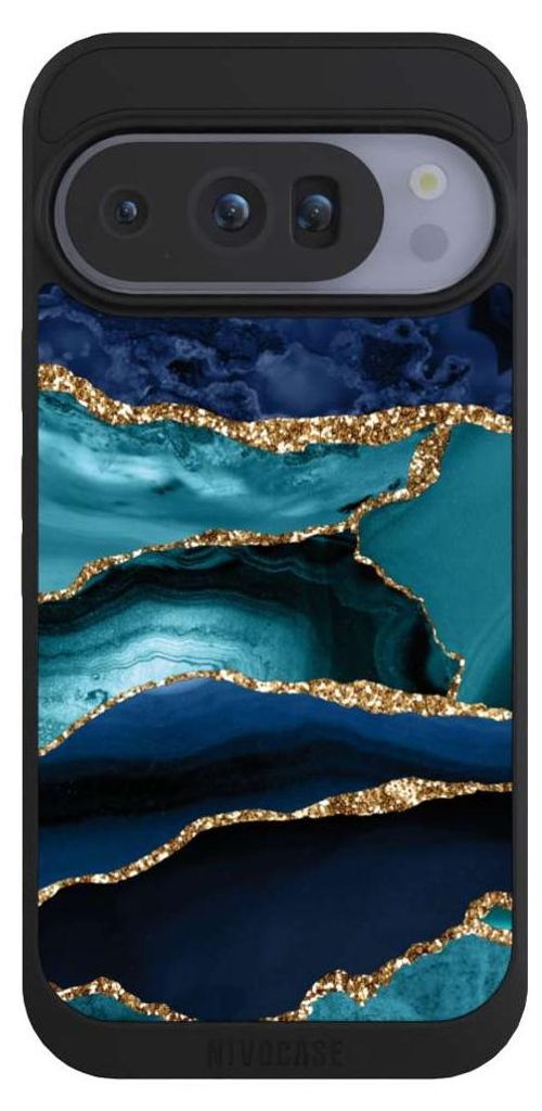 NIVOCASE Handyhülle für Google Pixel 10 Pro Hülle NIVOpure Case Schwarz Glitzer Look Marmor Trends