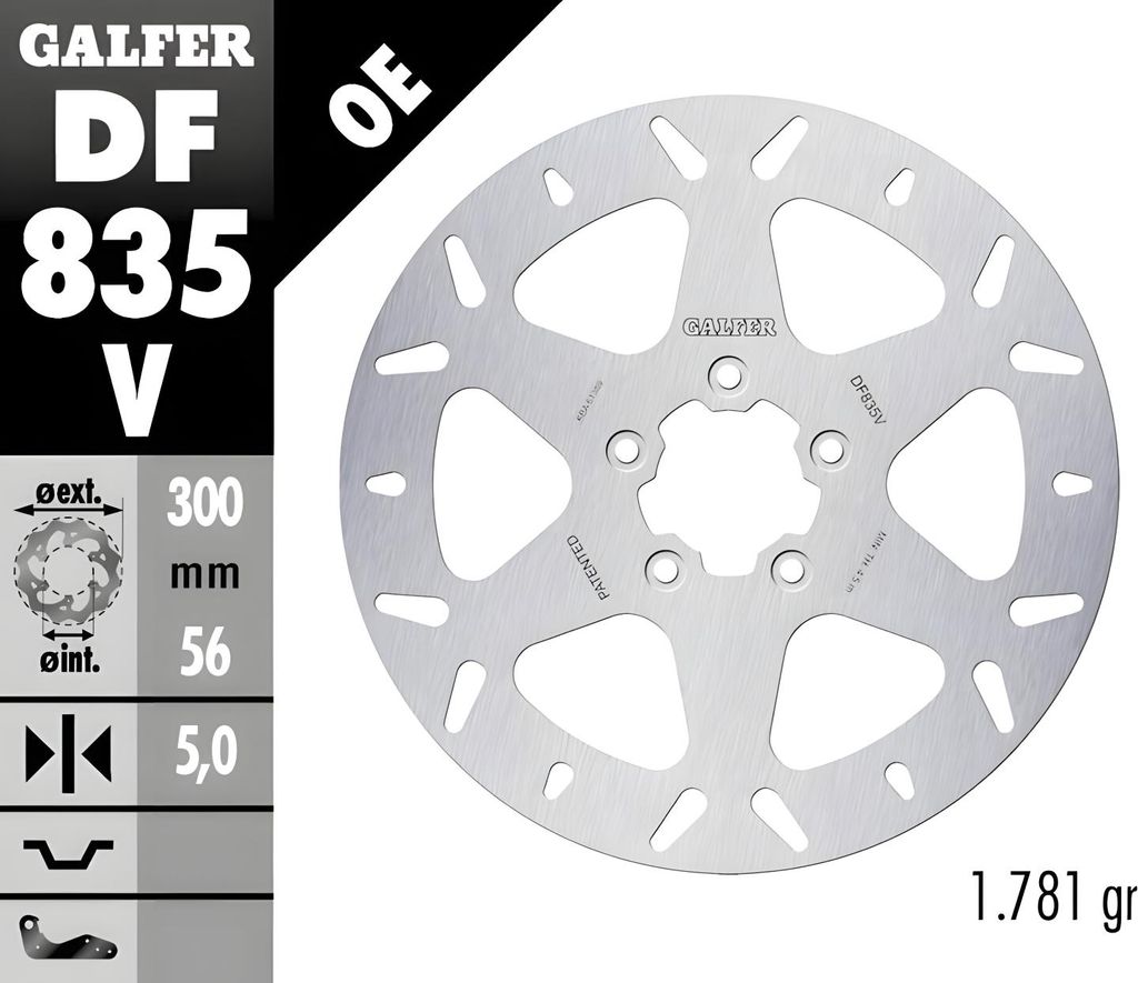 Bremsscheibe Galfer DF835V ROUND starr vorne 300x5mm (2 benötigt) für Harley Davidson CVO Street Glide FLHXSE XL CA CB Custom T Super Low V Seven...