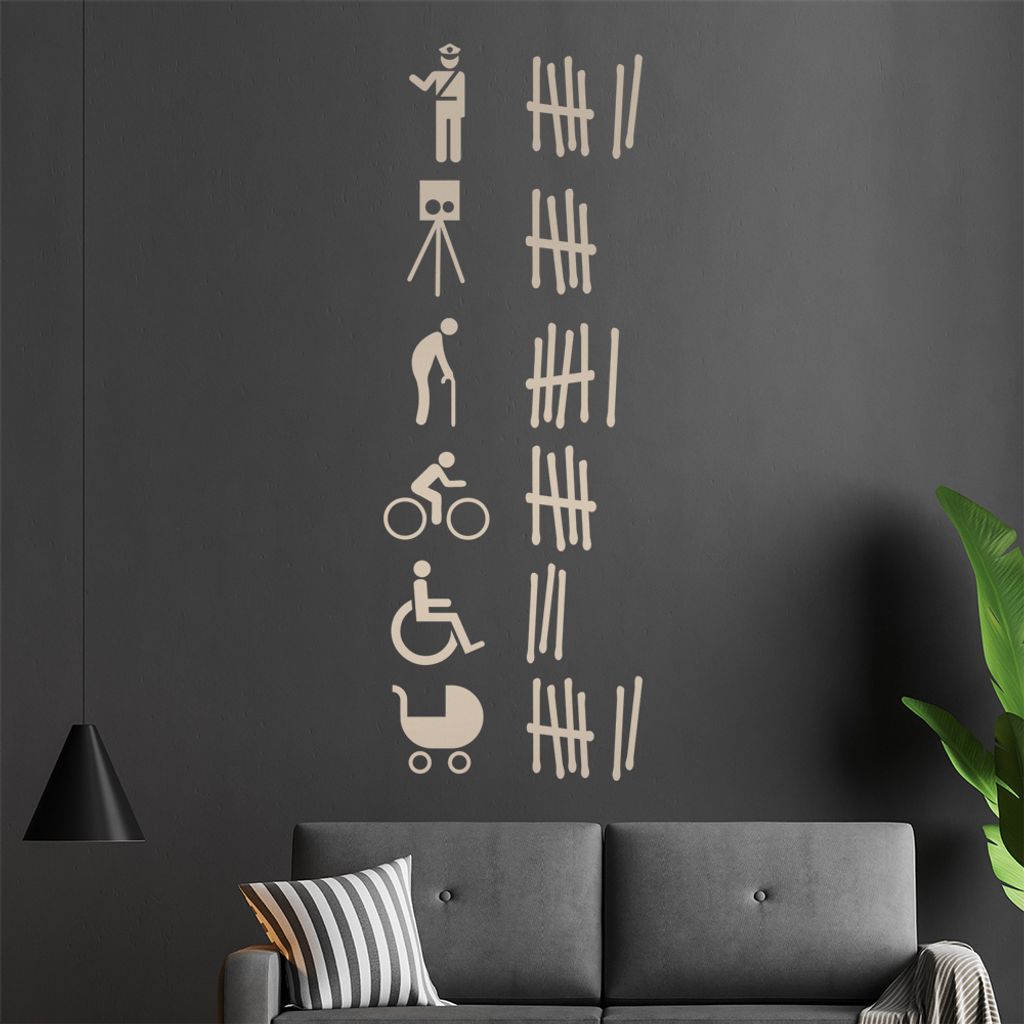 KIWISTAR Opferliste - Polizei Rentner Rad Kind Wandtattoo in 6 Größen - Wandaufkleber Wall Sticker - Dekoration, Küche, Wohnzimmer, Schlafzimmer...