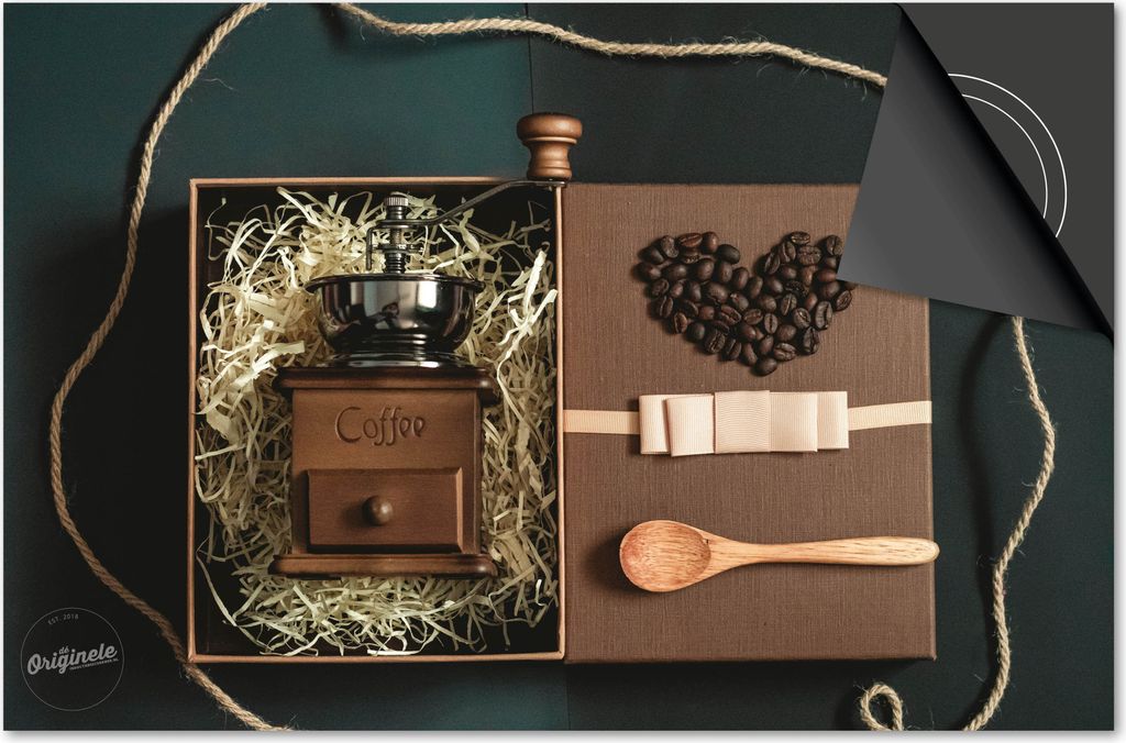 Induktionsschutz 59x52 - abdeckplatte Induktion matt- Dietrix Kochfeldschutz- DELUXE - Kaffee und Schokolade - Dunkler Grüner Kaffee Zeugs