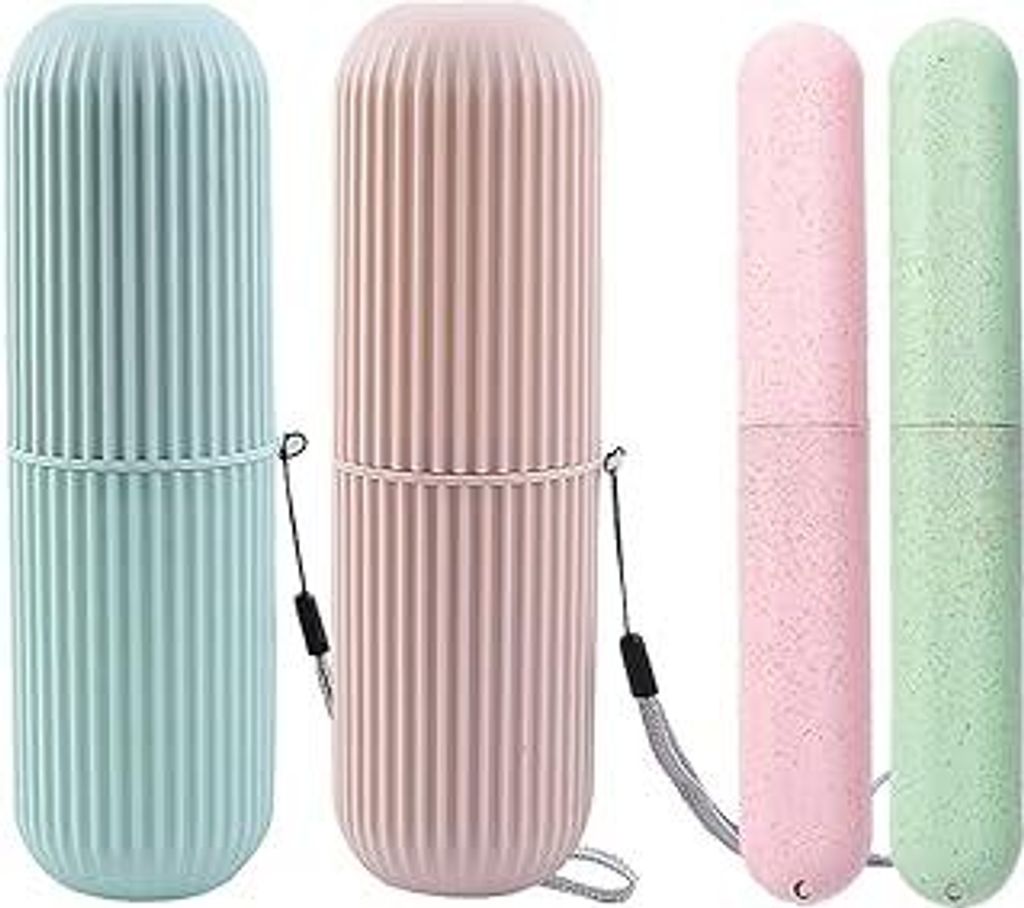 Yueser Zahnbürsten Etui, 2 Stück Zahnbürste Zahnpasta Case Portable Reise Wasser Becher Set Zahnbürste Aufbewahrungsbecher und 2 Zahnbürsten E...