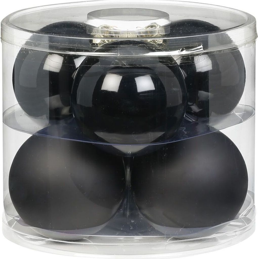 Weihnachtskugeln Glas 10cm, 6 Stück, Farbe:schwarz opal / Produktbild 