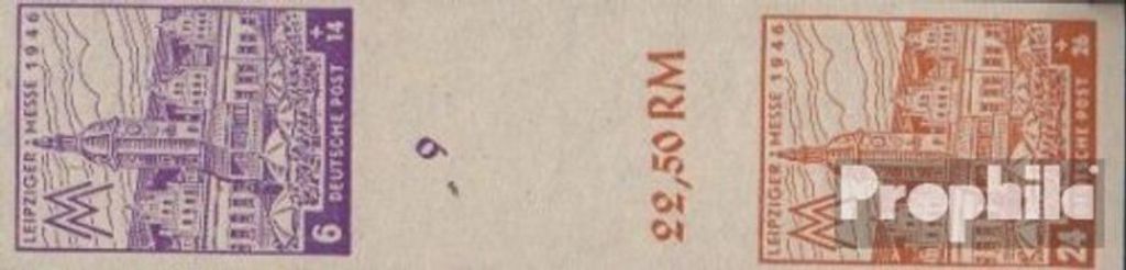 Briefmarken Sowjetische Zone (All.Bes.) 1946 Mi SZd7B Y postfrisch Leipziger Messe