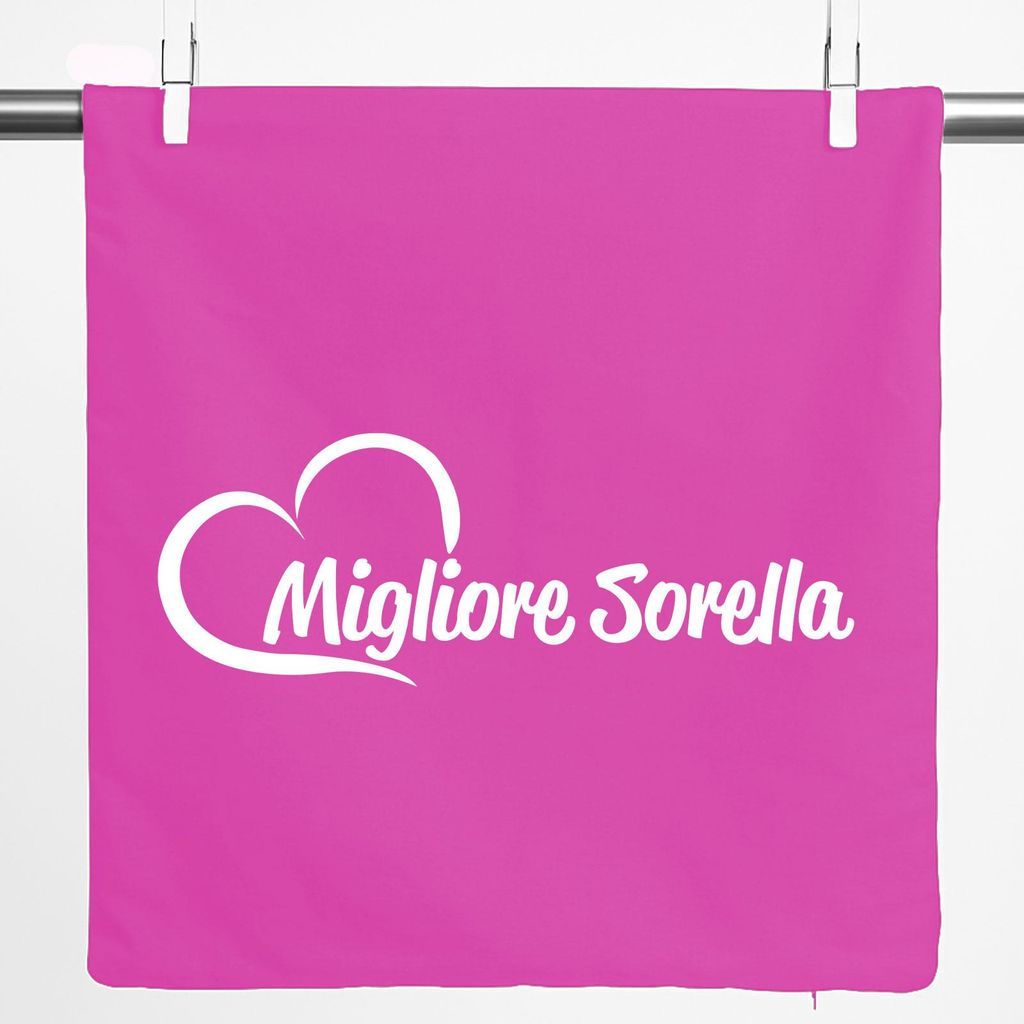 Huuraa Kissenbezug Migliore Sorella Cuore 40x40cm Fuchsia Baumwolle Dekokissenbezug Geschenkidee