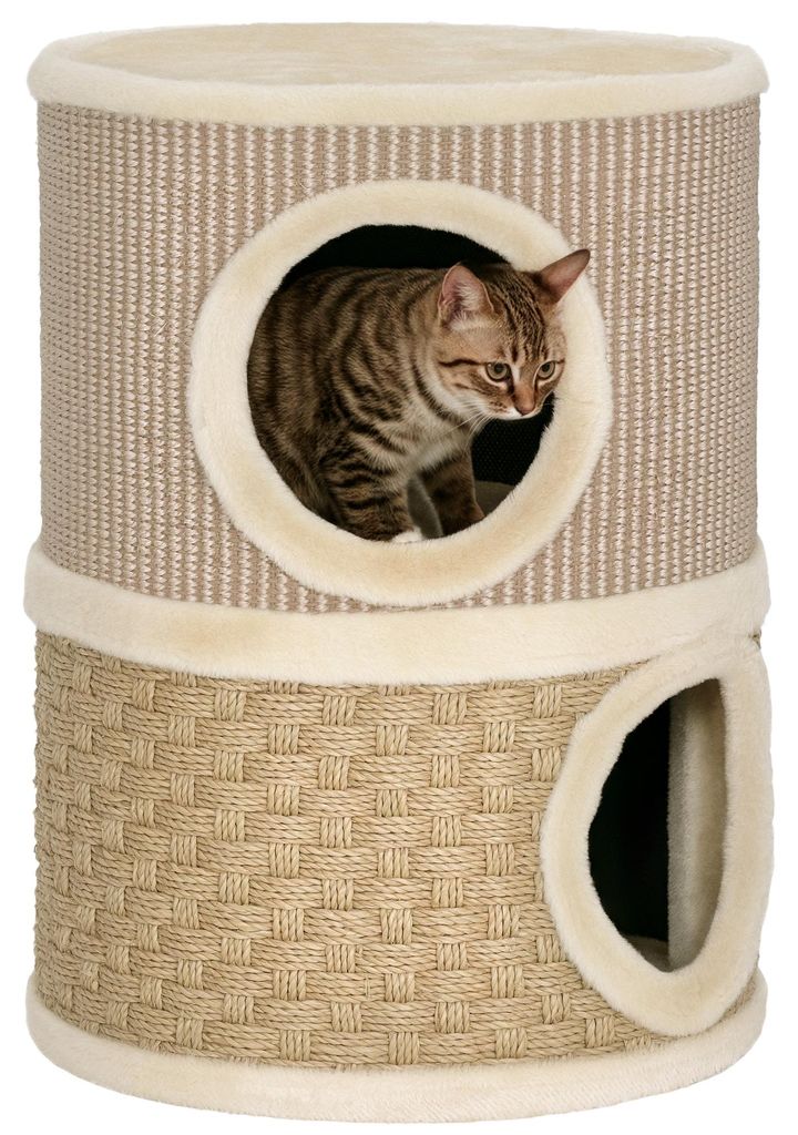 PawHut Kratztonne 49 cm hoch Ø35,5 cm zweistöckige Produktbild 
