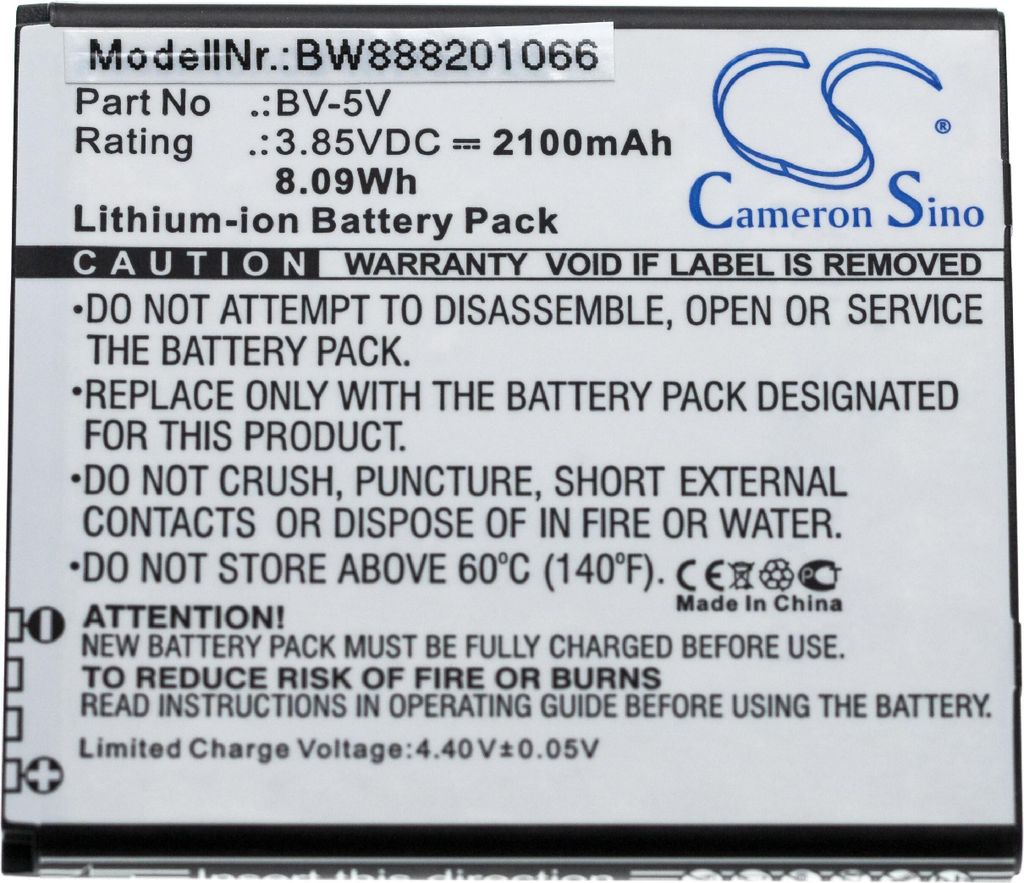 vhbw Akku Ersatz für Nokia BV-5V für Handy Smartphone Telefon (2100 mAh, 3,85 V, Li-Ion)