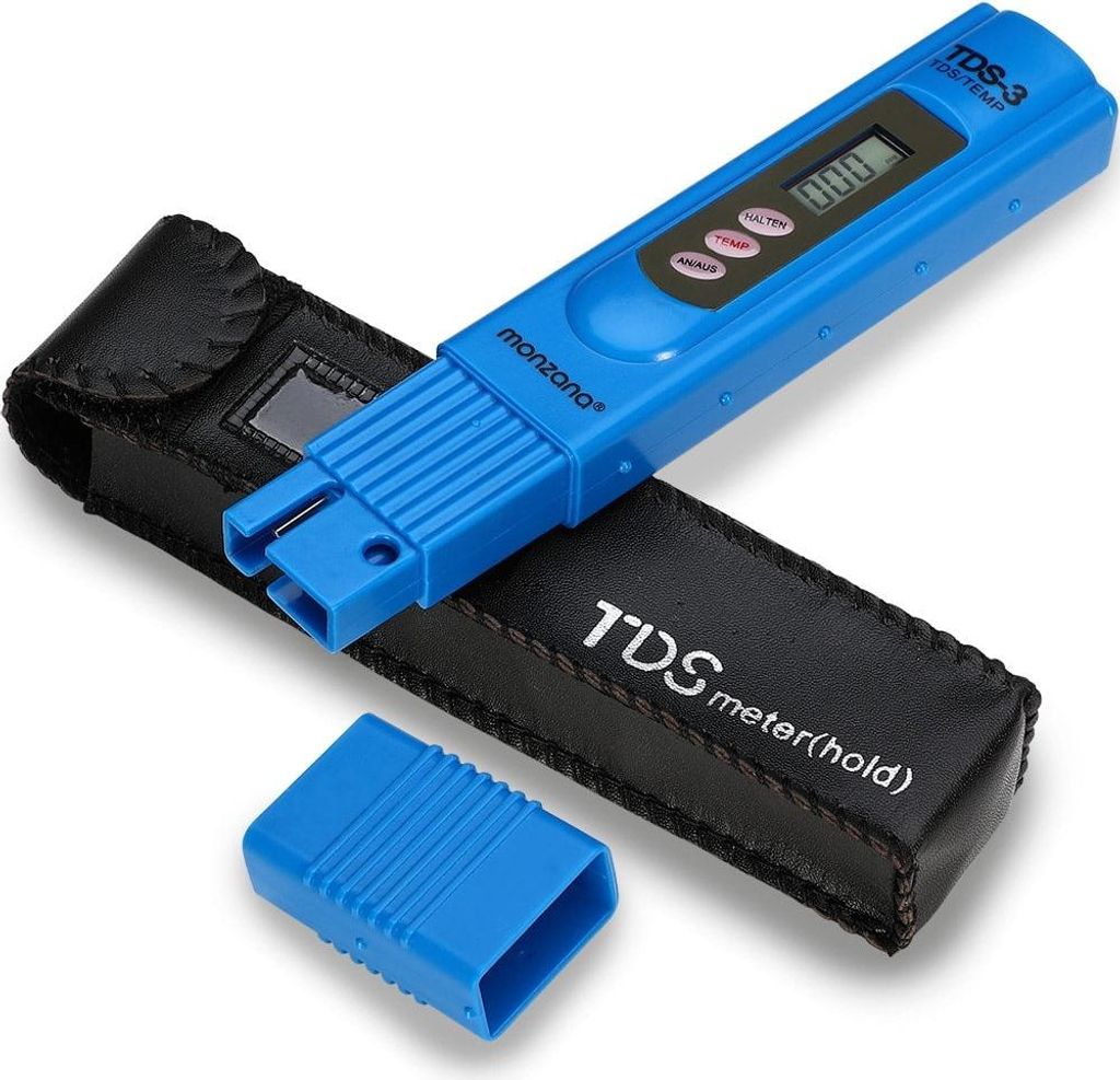 Digitales 2-in-1-TDS-Messgerät und Thermometer, inklusive Batterie und Etui