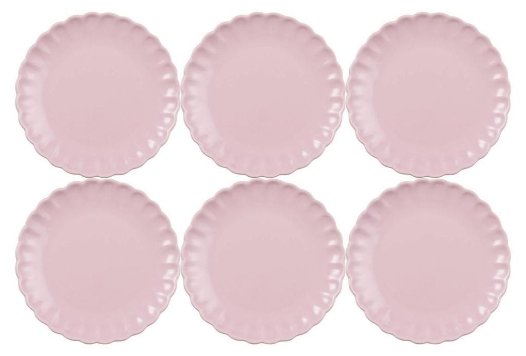 6er SET Kuchenteller, Dessertteller MYNTE English Rose rosa D. 19,5cm Ib Laursen