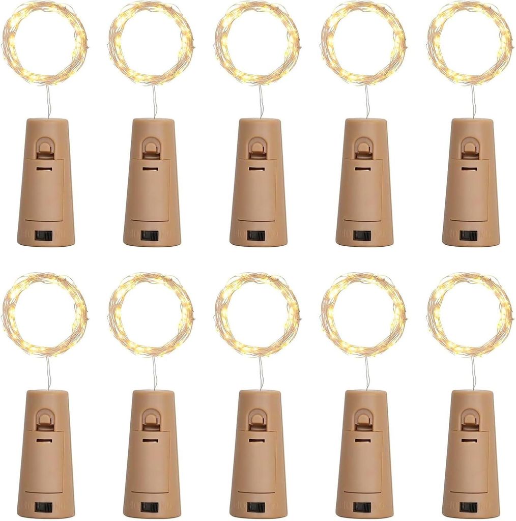 LED Flaschenlichterkette mit Korken – 10er Set, je 2 Meter Produktbild 