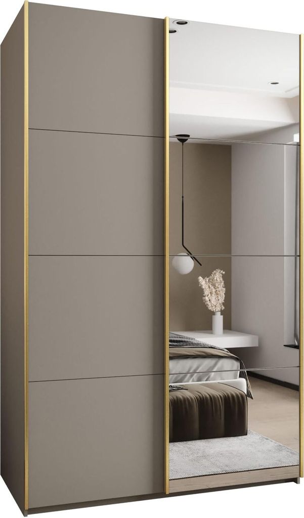 MEBLE KRYSPOL LUX 3 Schrank - 245,5x160x64cm - Kaschmir, Kaschmir, Gold