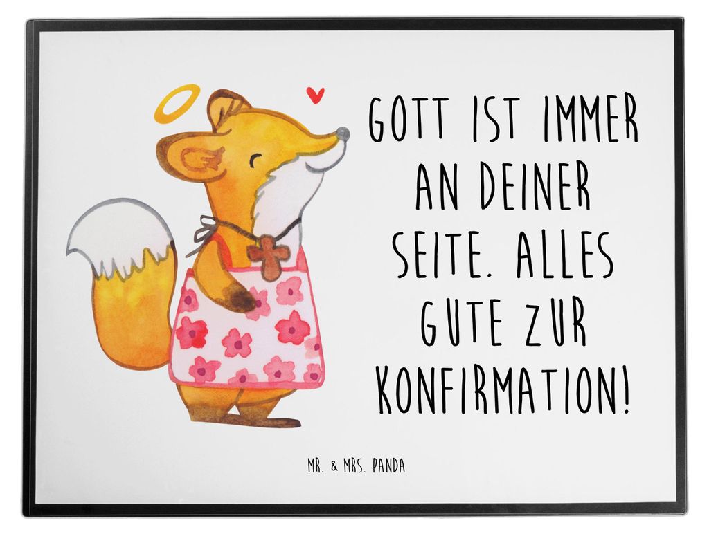 Mr. & Mrs. Panda Schreibunterlage Fuchs Konfirmation Mädchen - Weiß - Geschenk, schreibtischunterlagen, tischauflagen, tischauflage, Gläubig, Go...