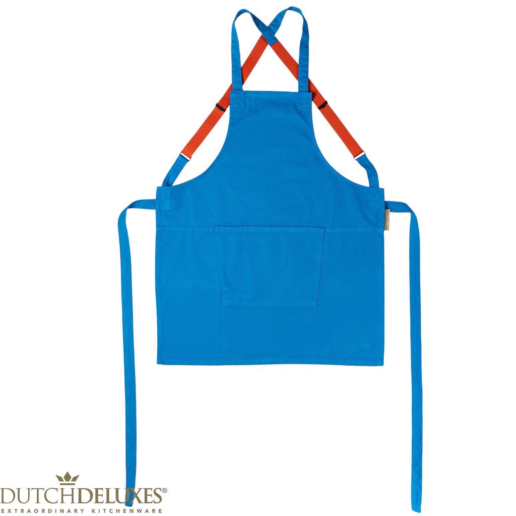 Dutchdeluxes – Handgefertigt – Gastfreundschaft – Küchenschürze – Hosenträger-Stil – Denim – Leicht zu tragen – Azurblau