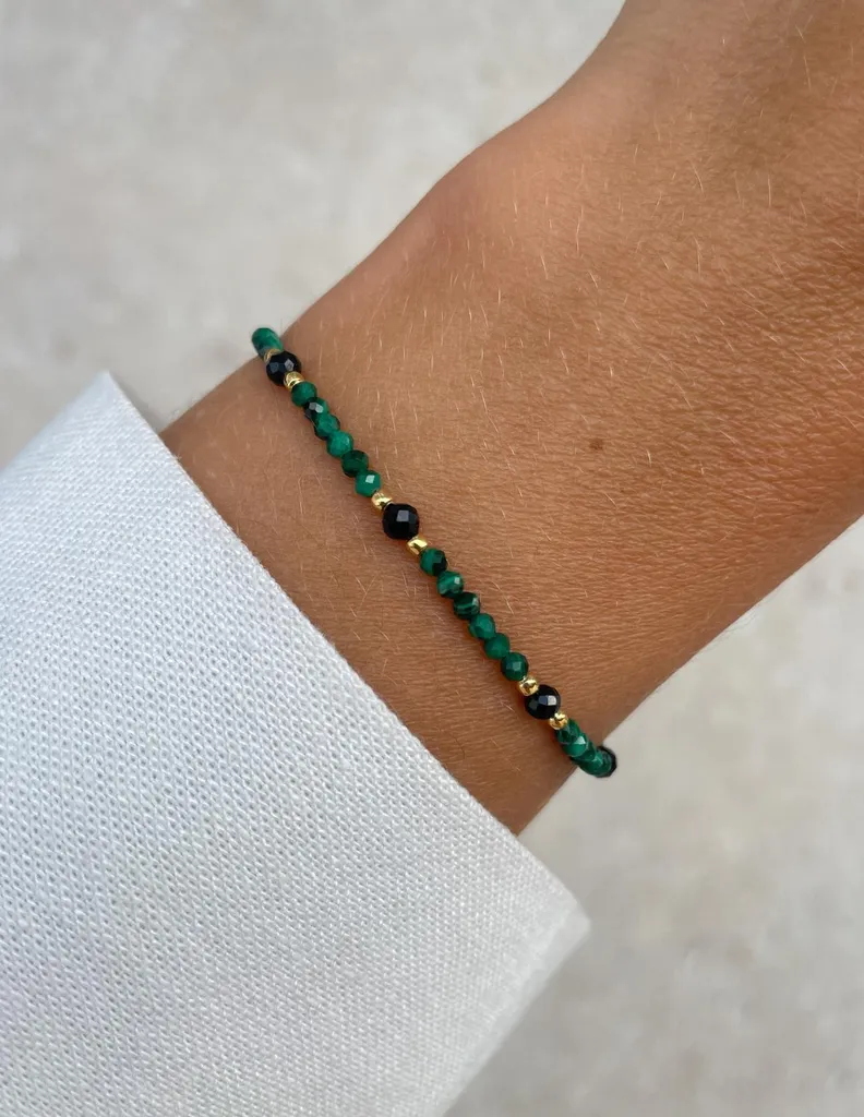 Talismano del Viaggiatore: Bracciale Tormalina Nera e Malachite