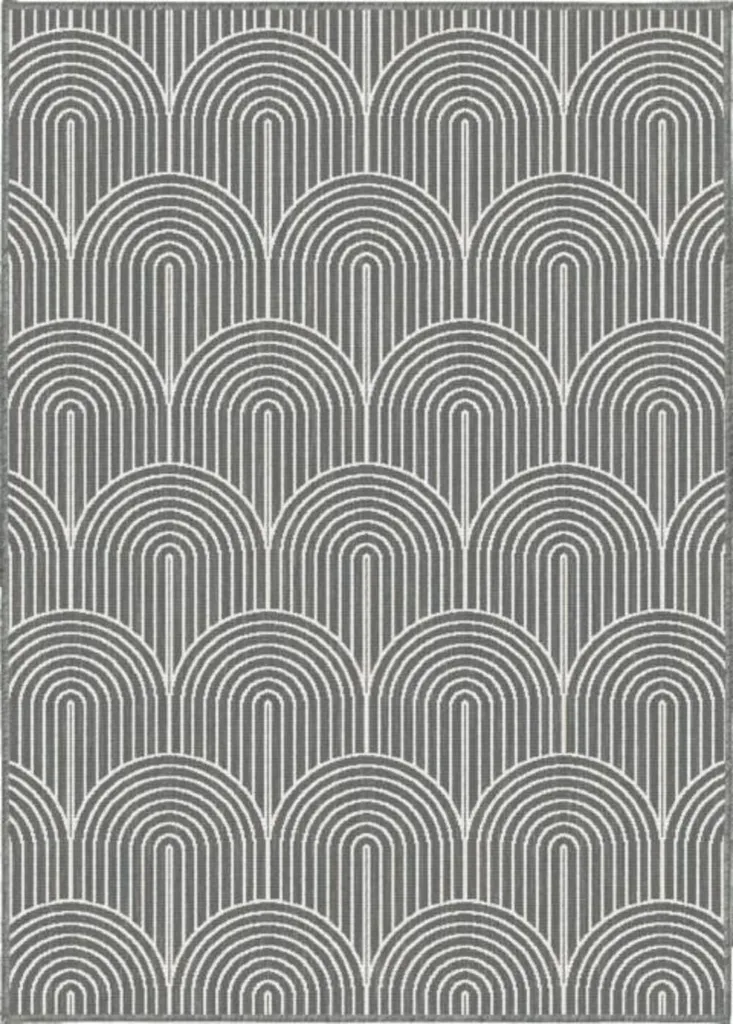 Tapis intérieur et extérieur gris argenté Pangli au tissage plat robuste