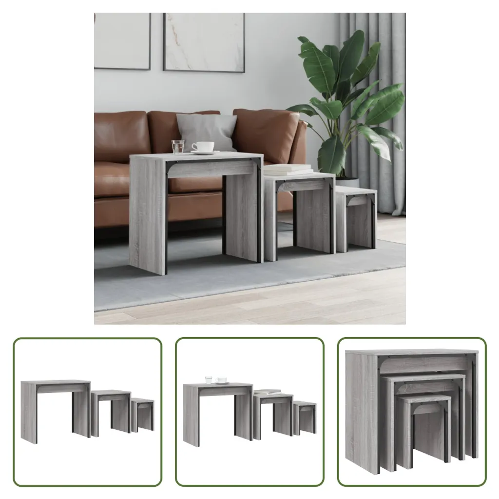 Set Tavolini Salotto 3pz Grigio Sonoma | Trasforma il tuo Living
