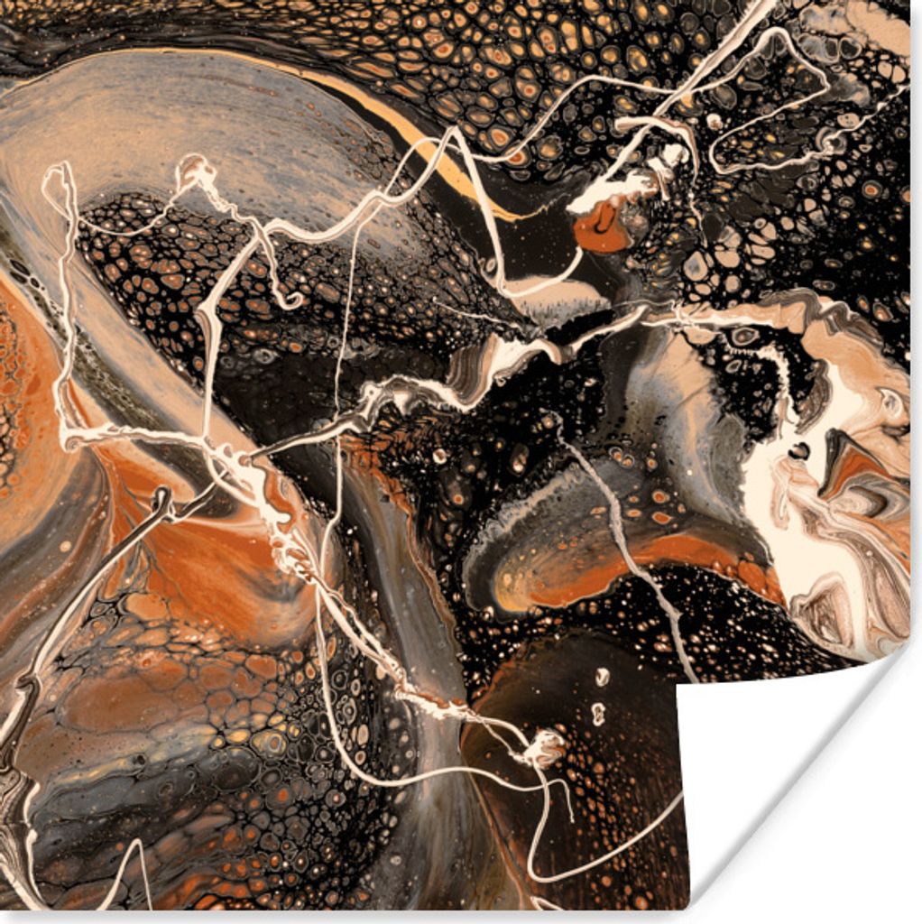 MuchoWow Poster Acrylfarbe - Rot - Muster 75x75 cm - Wand Dekoration