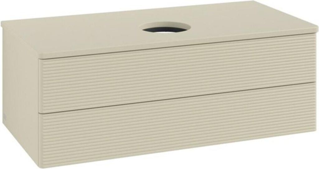 V&B Waschtischunterschrank mit Frontstruktur -Beleuchtung Antao 100x36x50cm, WBP-farbe Lac, si Gr m Lac