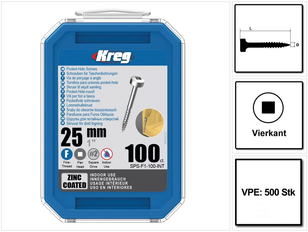 KREG Śruba z łbem walcowym z otworem gniazdowym 25mm Zdjęcie produktu 