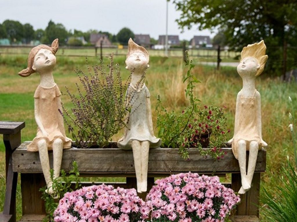 3 Deko Katzen für Haus und Garten Wetterfest Tier Figur/Skulptur Polyresin 