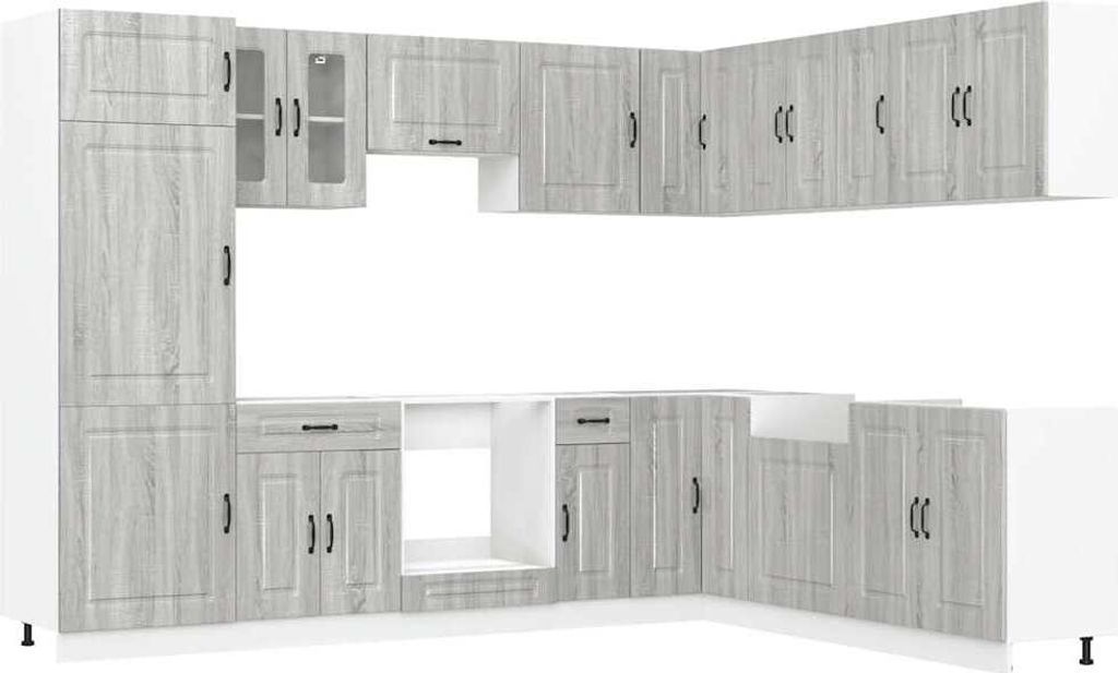14-tlg. Küchenschrank-Set Kalmar Grau Sonoma Holzwerkstoff