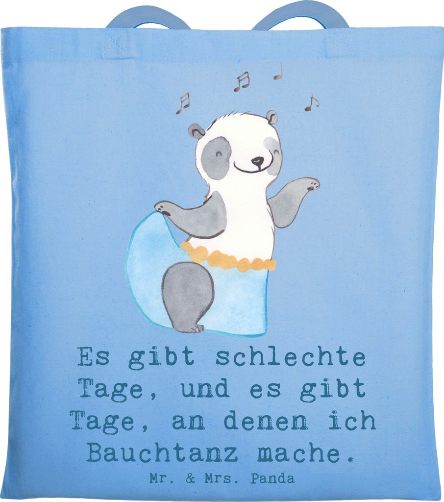 Mr. & Mrs. Panda Tote Bag Panda Bauchtanz - Sky Blue - Geschenk, Schultasche, Tanzen, Orientalischer Tanz, Shopping Tasche, stoff shopper, Jutebeut...