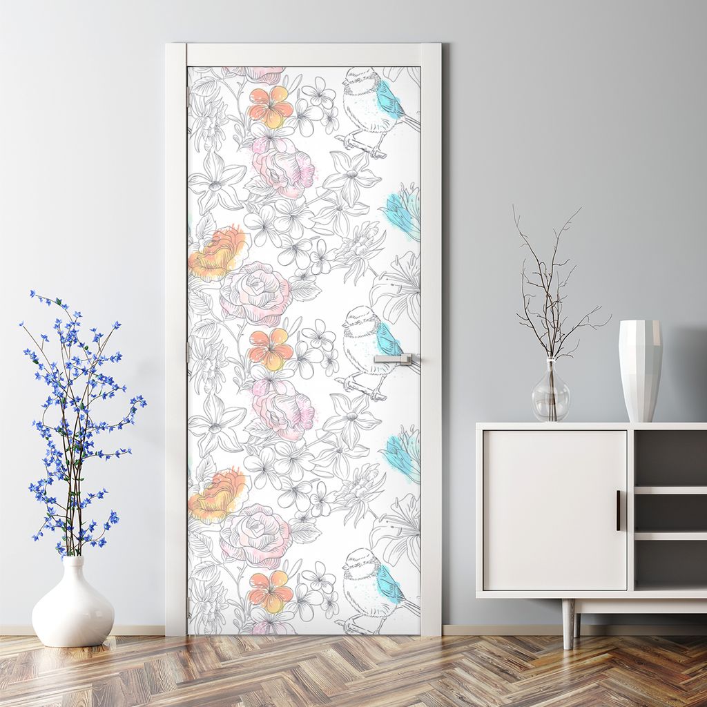 Dekorative Abnehmbarer Wandsticker Tapete Türtapete selbstklebend Luftballons & Wolken 70 x 200 cm