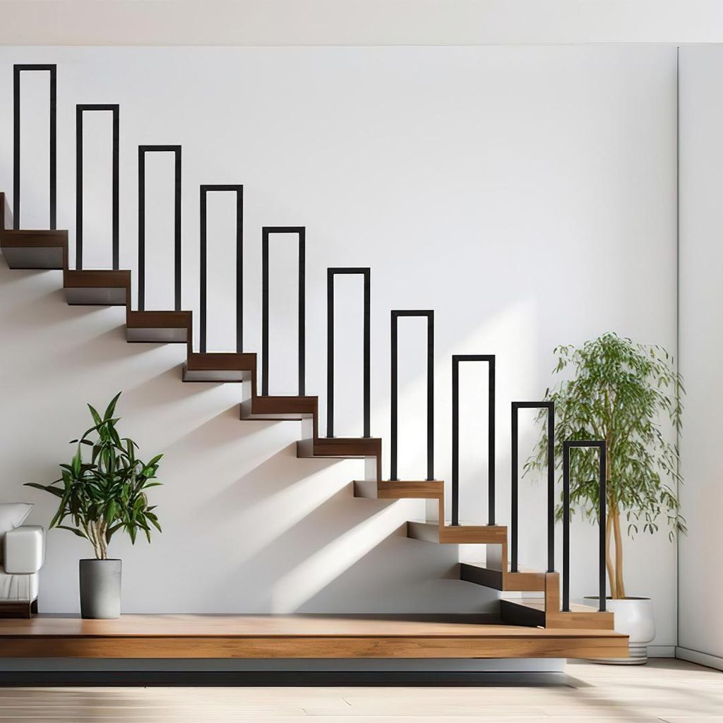 Faziango 75cm U-Form Treppengeländer Schwarz Handlauf für Treppen für Universal Innen und Außen , Flure