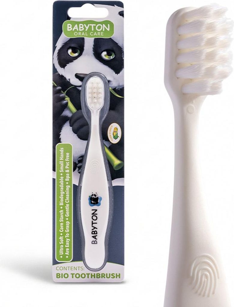 Babyton Bio-Zahnbürste aus Mais, weich & umweltfreundlich, ergonomischer Griff