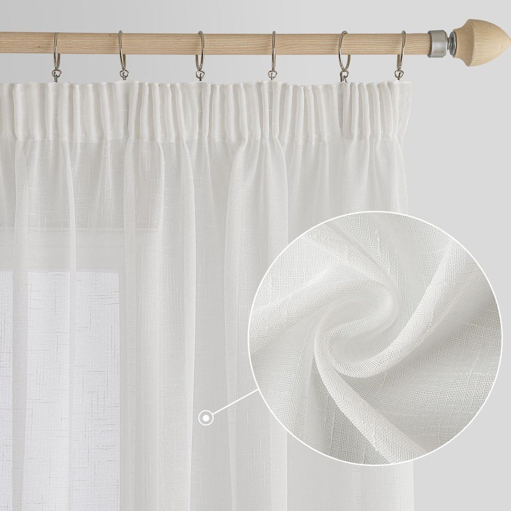Transparente Vorhänge mit Rüschen - 300 x 225 cm weiß - für Schlafzimmer und Wohnzimmer - moderner Stil