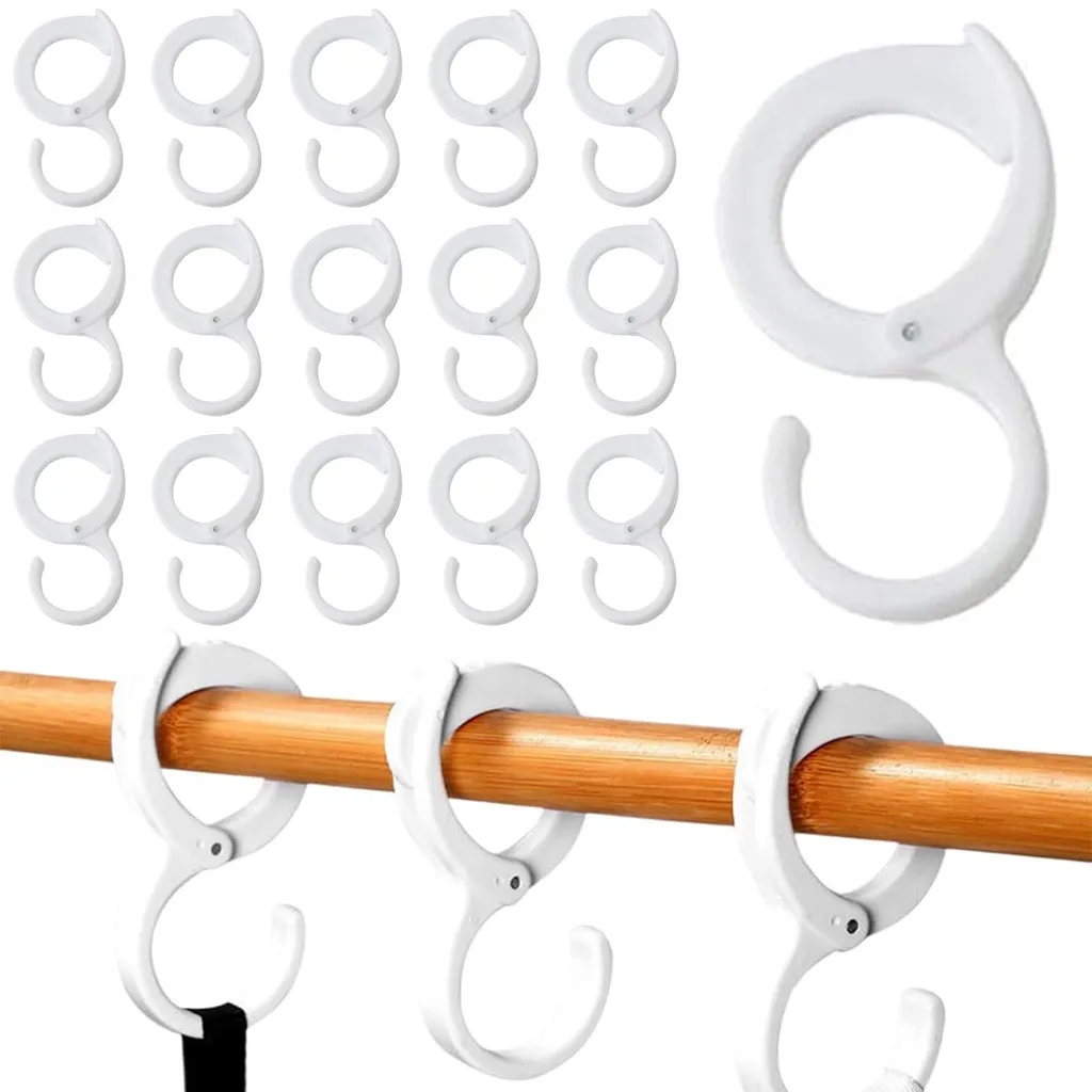 Lot de 15 Grandes Patères en S Incassables pour Penderie et Armoire - Blanc