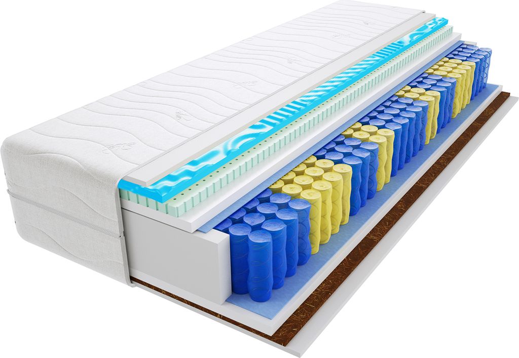 Matratze 70x140 cm Doppelmatratze, H3 & H4 Federkernmatratze, Taschenfederkernmatratze 22 cm Hoch Latex Kokosfaser Profilierter Visco Memory Hypoal...