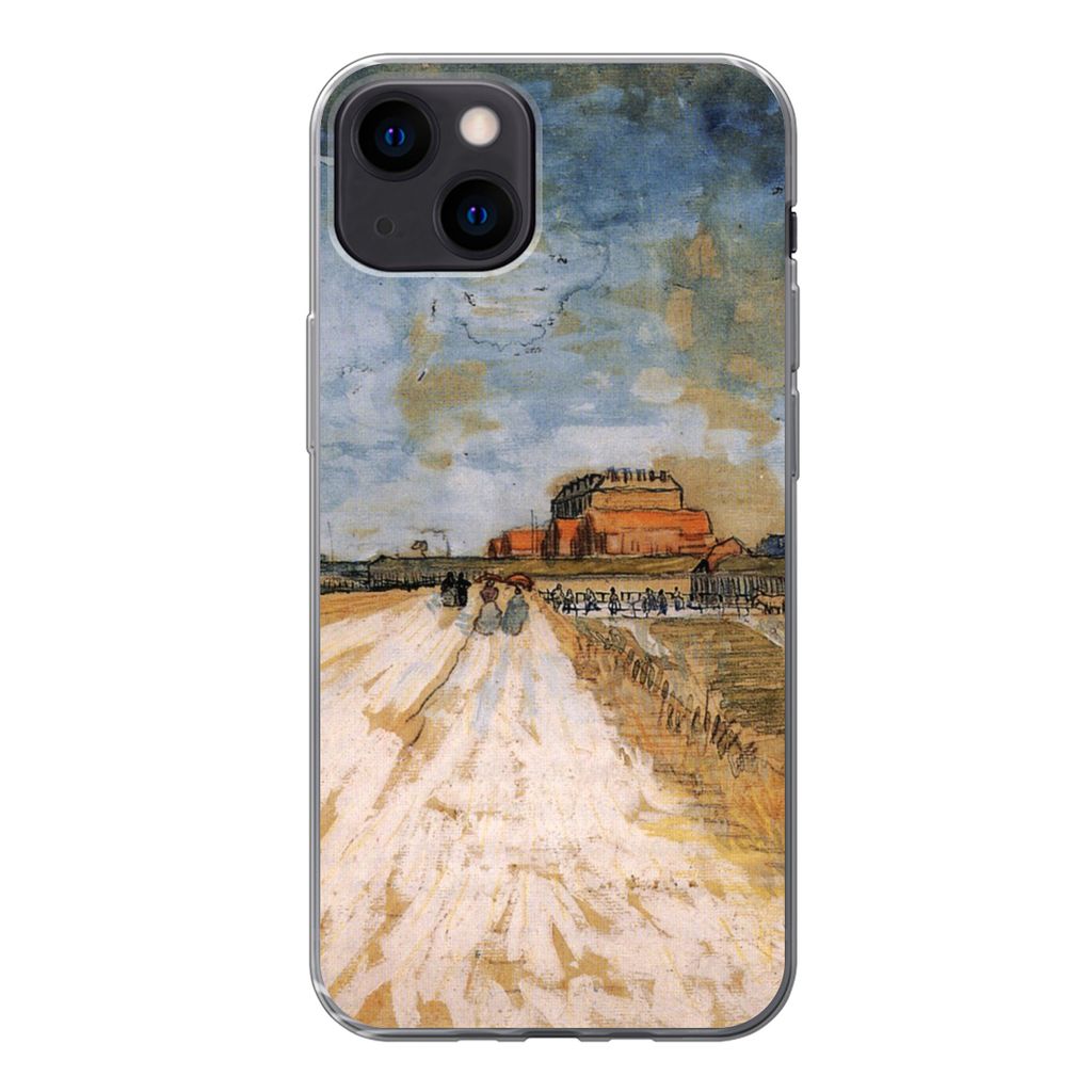 MuchoWow Handyhülle Schutzhülle Hülle für iPhone 13 Straße entlang der Stadtmauern von Paris - Vincent van Gogh Silikon Softcase Handy Hüll...