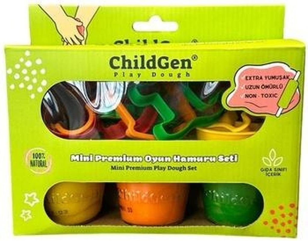 ChildGen Ciastolina naturalna 3 kolory 8 kształtów - zestaw Zdjęcie produktu 