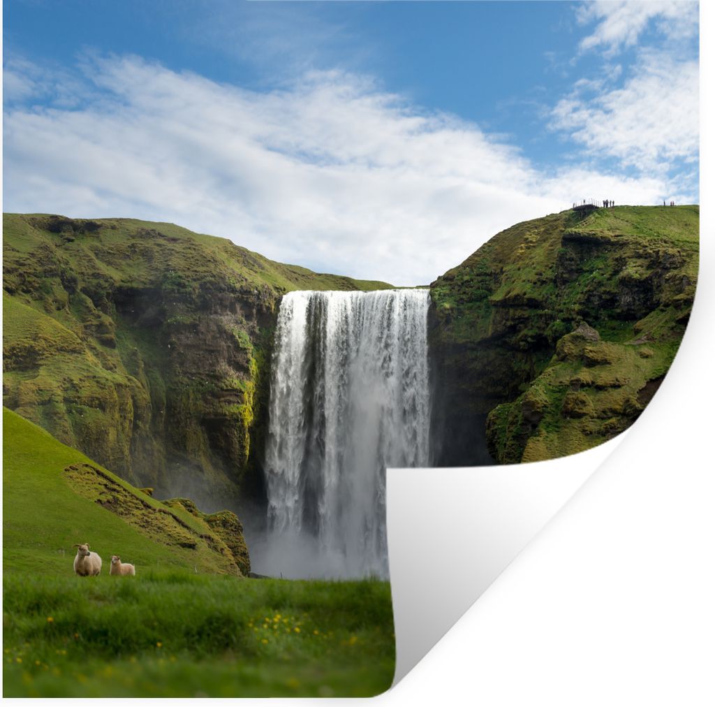 MuchoWow Wandtattoo Wandsticker Wandaufkleber Wasserfall - Island - Natur 80x80 cm Selbstklebend und Repositionierbar - Wierderverwendbar - Selbs...