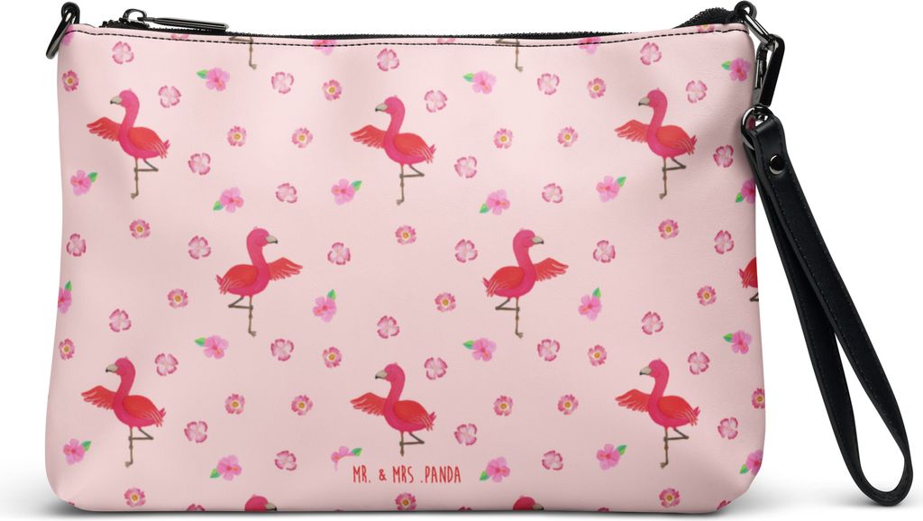 Mr. & Mrs. Panda Damenhandtasche Flamingo Yoga - Rosa - Geschenk, Kleine Umhängetasche, Baum, Damen, Achtsamkeit, Ärger, Handtasche, Schultertasc...