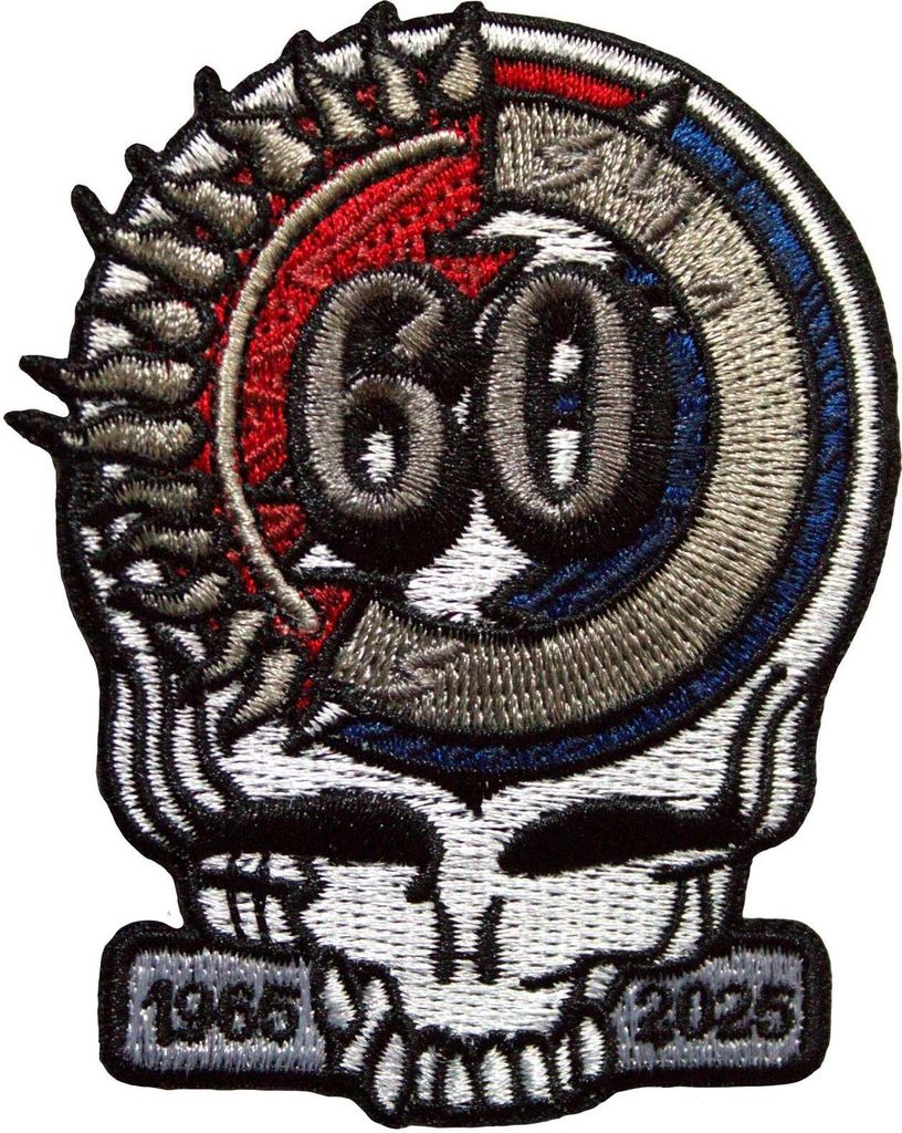 Grateful Dead - Totenkopf - Aufnäher zum Aufbügeln, gewebter Stoff, 60 jähriges Jubiläum RO12412 (Einheitsgröße) (Bunt)
